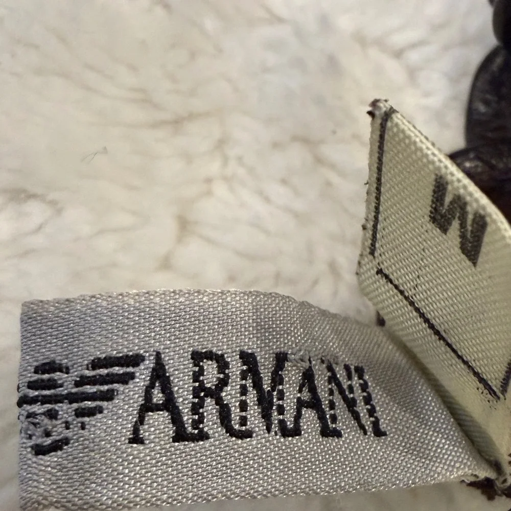 Vintage Emporio Armani Leather Gloves Brown Eagle Logo Made in Italy Size M